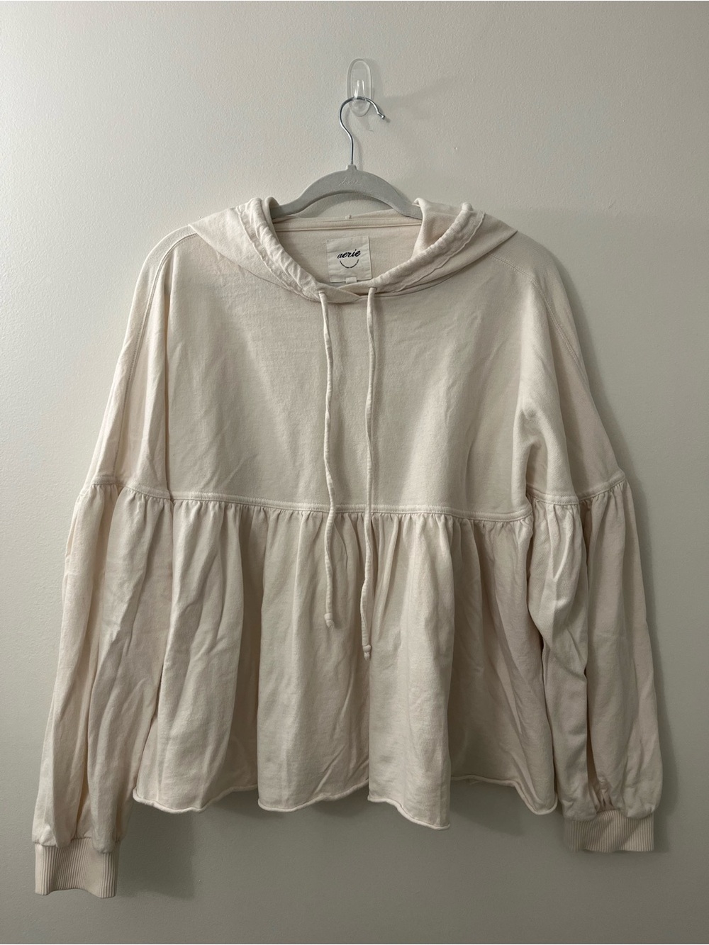 Aerie Cream Peplum Hoodie size Medium